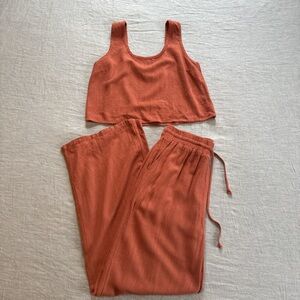 Wishlist linen blend matching set burnt orange women’s large